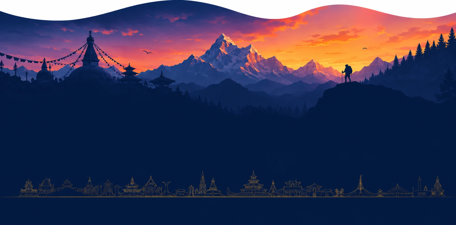 Nepal Himalayan mountains, temples and travel scenery