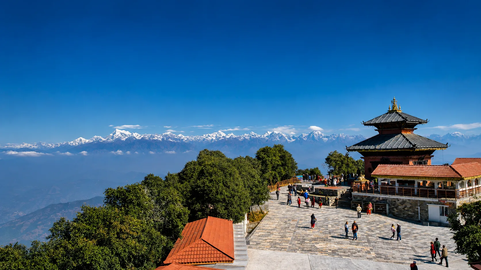 Chandragiri Hills near Kathmandu with Himalayan scenery